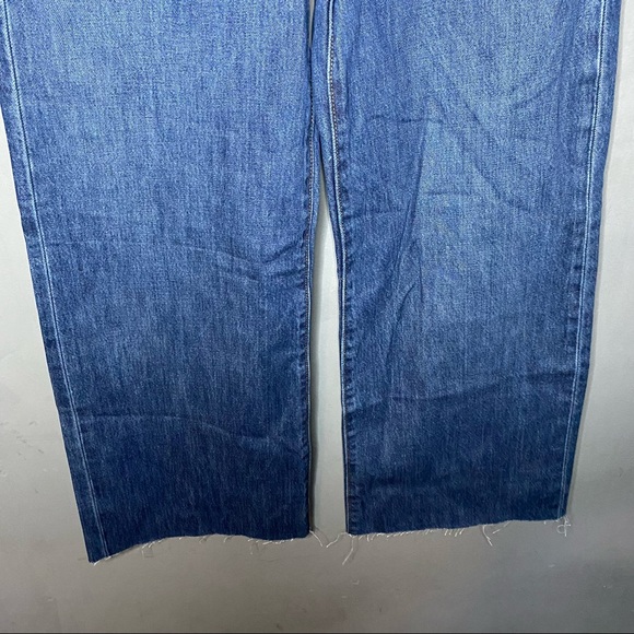 LEVIS RIBCAGE STRAIGHT WIDE LEG HIGH RISE BUTTON FLY RAW HEM JEANS - Picture 3 of 9